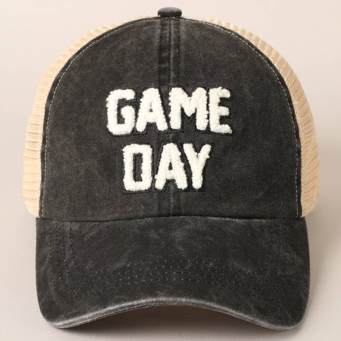Game Day Chenille Letter Embroidered Baseball Cap - Taryn x Philip Boutique