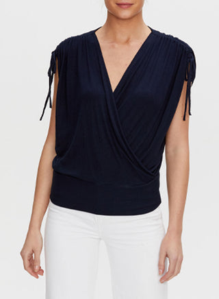 Michael Stars Cadence Ruched Sleeve OS Shirt in Black - Taryn x Philip Boutique