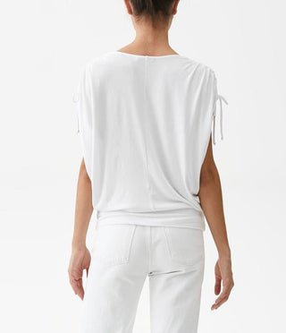 Michael Stars Cadence Ruched Sleeve OS Shirt in White - Taryn x Philip Boutique