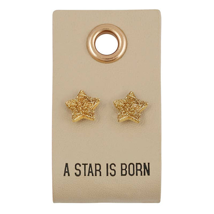 Leather Tag With Earrings - Star