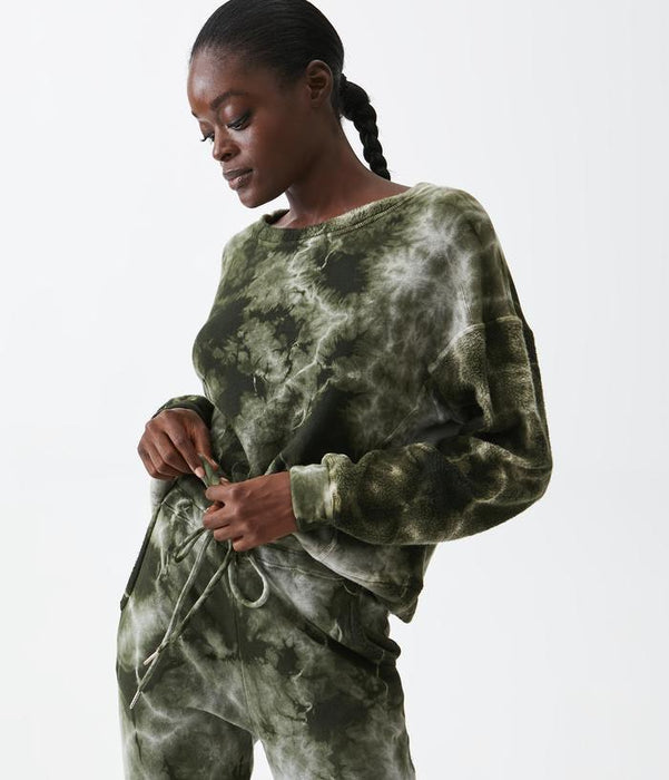 Michael Stars Ezra Tie Dye Sweatshirt in Dark Matcha