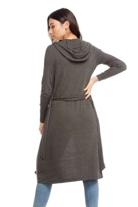 Chaser Brand Cozy Rib Long Sleeve Open Hooded Duster w/Belt - Taryn x Philip Boutique