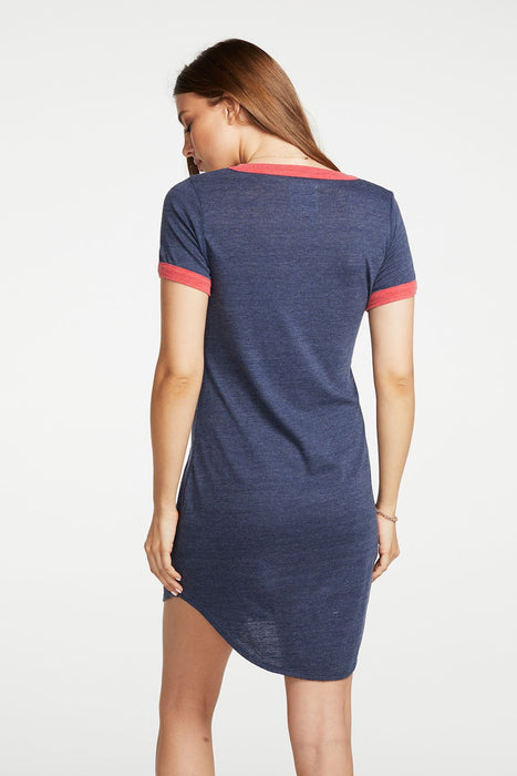 Chaser Brand - Blocked Jersey Tee Shirt Dress Hi Lo
