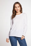 Chaser Brand Recycled Vintage Jersey Raw Edge Crew Neck Tee in White - Taryn x Philip Boutique