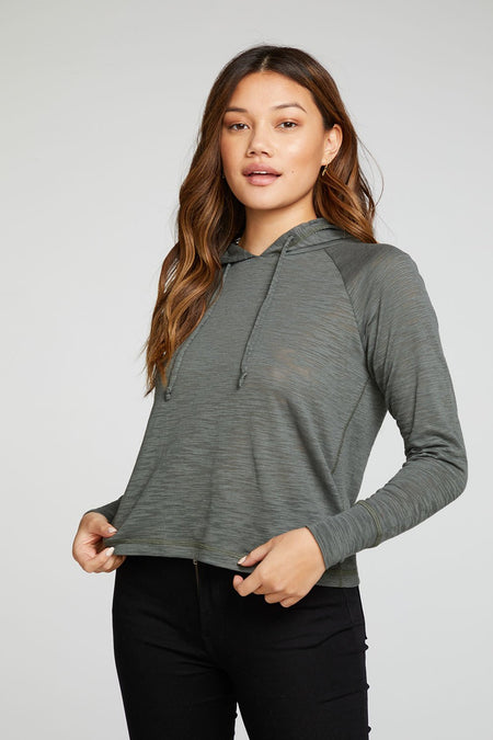 Chaser Brand Extended Cuff Pullover Hoodie in Shrub - Taryn x Philip Boutique