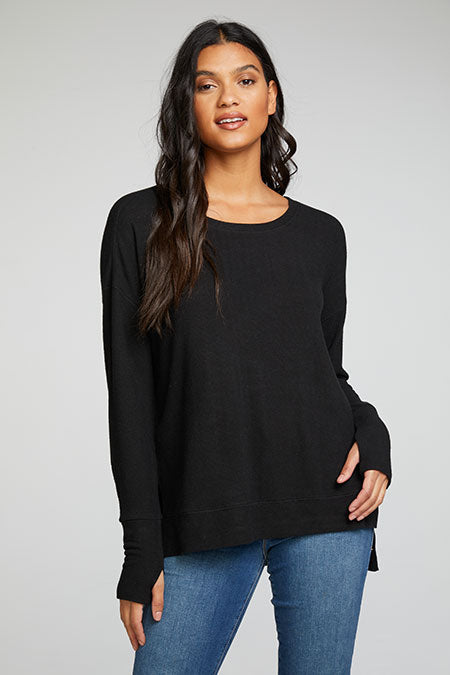 Chaser Brand Rpet Bliss Knit Long Sleeve Hi Lo Pullover w/Thumbholes - Taryn x Philip Boutique