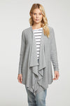 Chaser Brand Rpet Cozy Knit Drape Front Cardigan in Heather Grey - Taryn x Philip Boutique