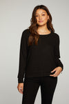 Chaser Brand rPET Bliss Knit Long Sleeve Raglan Pullover in True Black - Taryn x Philip Boutique