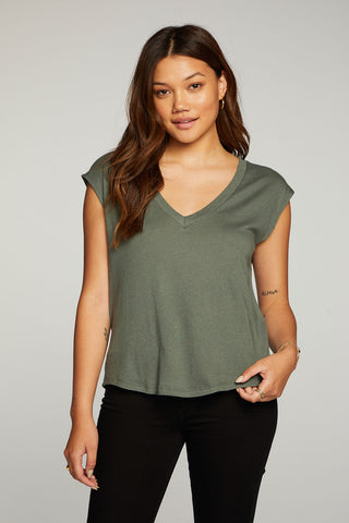 Chaser Brand Cloud Jersey Cap Sleeve Muscle Tee in Bunny Hill - Taryn x Philip Boutique