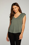 Chaser Brand Cloud Jersey Cap Sleeve Muscle Tee in Bunny Hill - Taryn x Philip Boutique