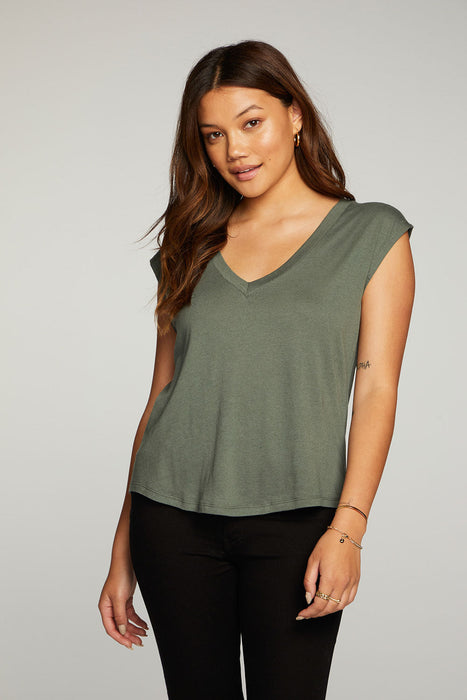 Chaser Brand Cloud Jersey Cap Sleeve Muscle Tee in Bunny Hill - Taryn x Philip Boutique