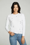 Chaser Waffle Crewneck with Black Hearts - Taryn x Philip Boutique