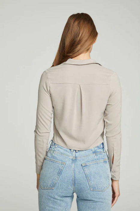 Chaser Cropped Long Sleeve Button Down Shirt