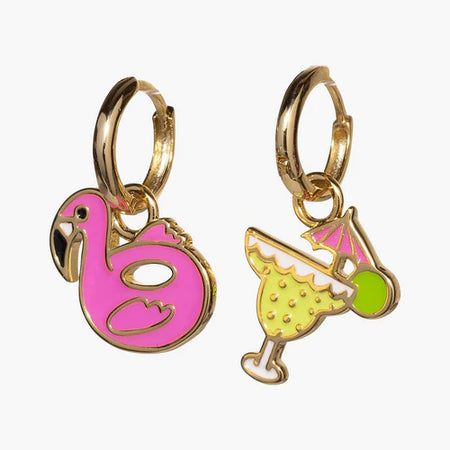 Yellow Owl Workshop Margarita & Flamingo Float Hoop Earrings - Taryn x Philip Boutique