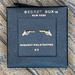 CZ Gold Dipped Western Gun Earring Studs - Taryn x Philip Boutique
