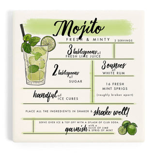 Lantern Press - CERAMIC COASTER Mojito, Cocktail Recipe