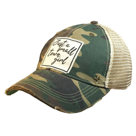 Camo Just A Small Town Girl Distressed Trucker Cap - Taryn x Philip Boutique
