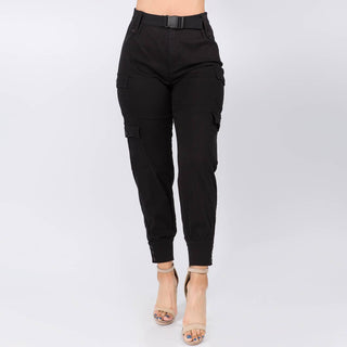 HIGH WAIST CARGO PANTS WITH BELT-RJH3808 - Taryn x Philip Boutique