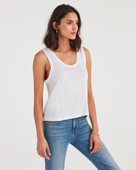 7 For All Mankind Scoop Tank in White - Taryn x Philip Boutique