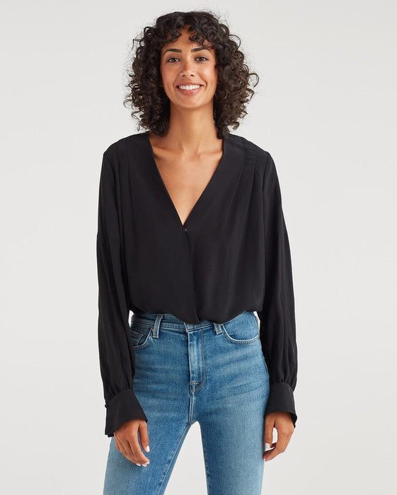 7 For All Mankind Cross Front V-Neck Top - Taryn x Philip Boutique