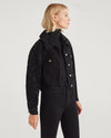 7 For All Mankind Jacket with Removable Faux Fur Collar in Overdyed Black - Taryn x Philip Boutique