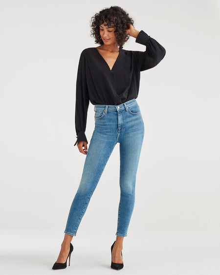 7 For All Mankind Luxe Vintage High Waist Ankle Skinny in Beau Blue - Taryn x Philip Boutique
