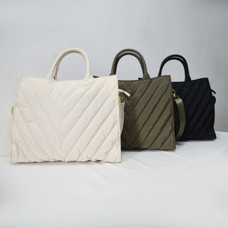 The Carmen | Chevron Stripe Large Puffer Tote - Taryn x Philip Boutique