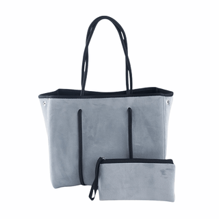 The Aniella Medium Neoprene Tote - Gray Velvet - Taryn x Philip Boutique