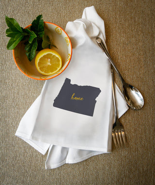 Oregon Home State Kitchen Towel- Gray on White - Taryn x Philip Boutique