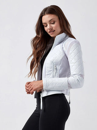 Blanc Noir Leather Mesh Moto Jacket - Taryn x Philip Boutique