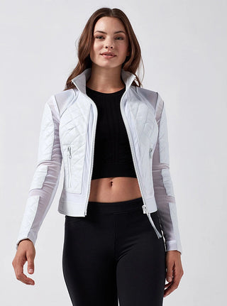 Blanc Noir Leather Mesh Moto Jacket - Taryn x Philip Boutique