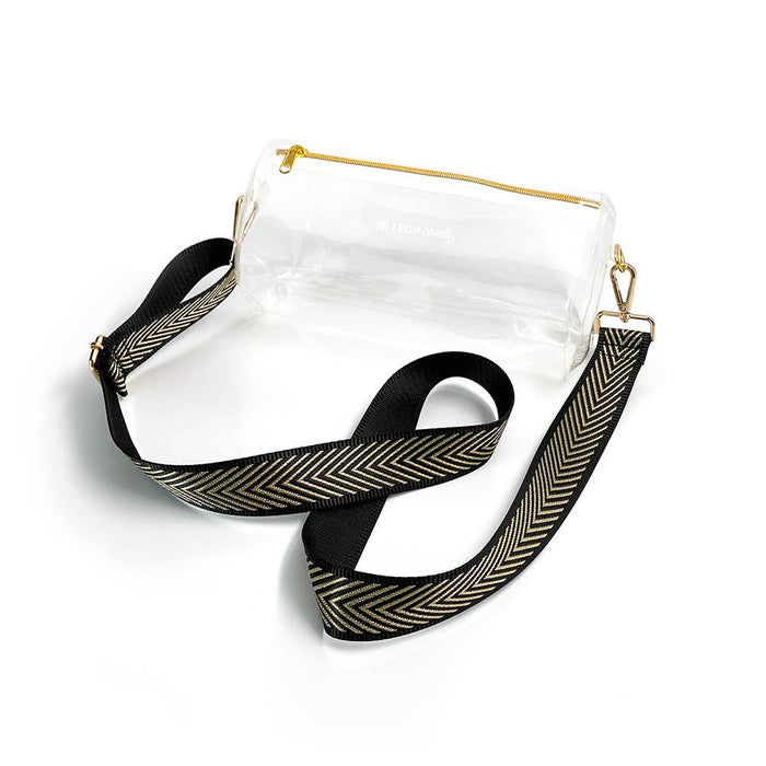 In the Clear Stadium Bag and Guitar Strap - Gold Glitz - Taryn x Philip Boutique