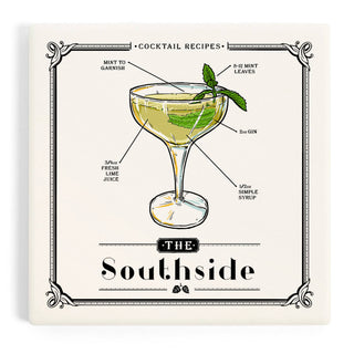 Lantern Press - CERAMIC COASTER Prohibition, Cocktail Recipe, Southside