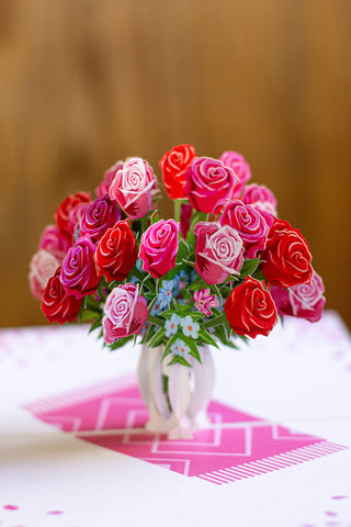 Cardstalked - 3D Vase of Roses Pop-Up greeting card, designed by Veterans!