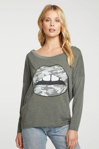 Chaser Brand Camo Lips Pullover - Taryn x Philip Boutique
