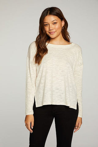 Chaser Brand Slub Jersey Long Sleeve Slit Side Boxy Tee - Taryn x Philip Boutique