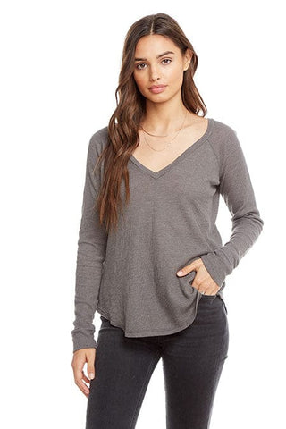 Chaser Brand Vintage Waffle V-Neck Cuffed Raglan Tee - Taryn x Philip Boutique