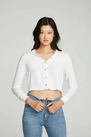 Chaser Cropped Long Sleeve Button Down Shirt - Taryn x Philip Boutique