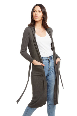 Chaser Brand Cozy Rib Long Sleeve Open Hooded Duster w/Belt - Taryn x Philip Boutique