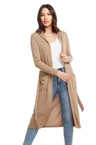 Chaser Brand Cozy Rib Long Sleeve Open Hooded Duster w/Belt - Taryn x Philip Boutique