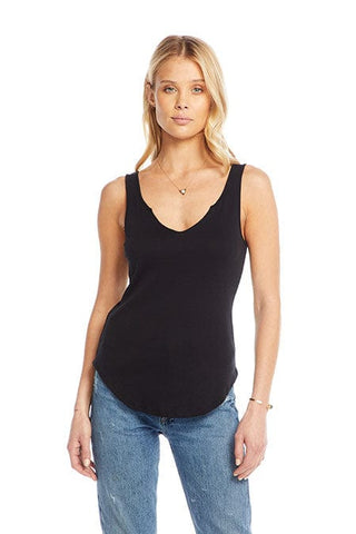 Chaser Brand Vintage Rib Slit V-Neck Scoop Back Shirttail Tank - Taryn x Philip Boutique