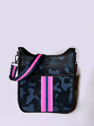 Neoprene Crossbody Blue Camo  Pink Stripe - Taryn x Philip Boutique