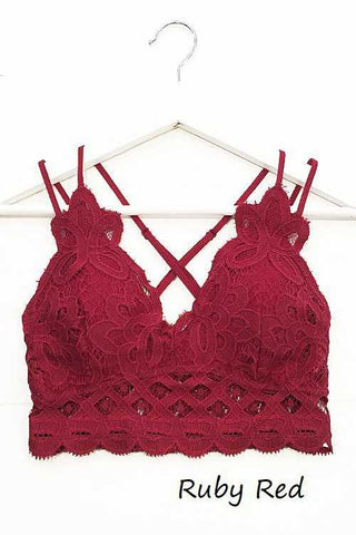 Scalloped Lace Cami Bralette - Red - Taryn x Philip Boutique