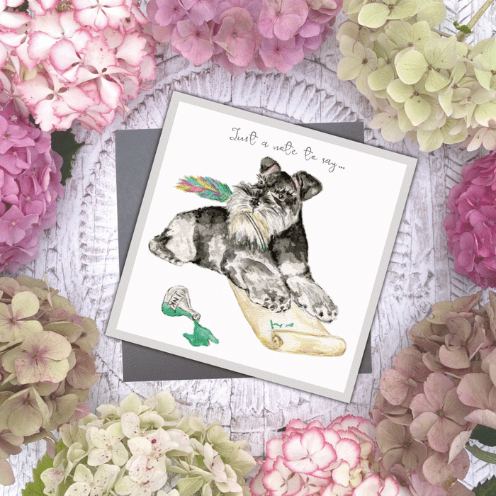 'Just a note to say... ' Ink and Feathers dog card