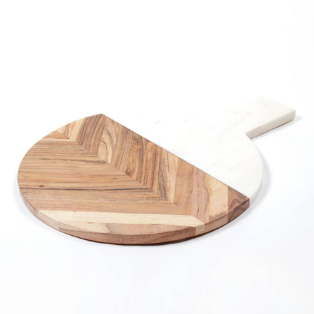 Marble & Wood Round Serving Board - Taryn x Philip Boutique