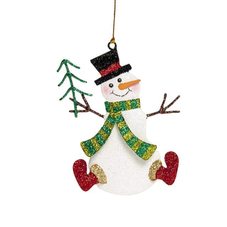 4" Flat Snowman w/Tree Orn (Multi) - Taryn x Philip Boutique
