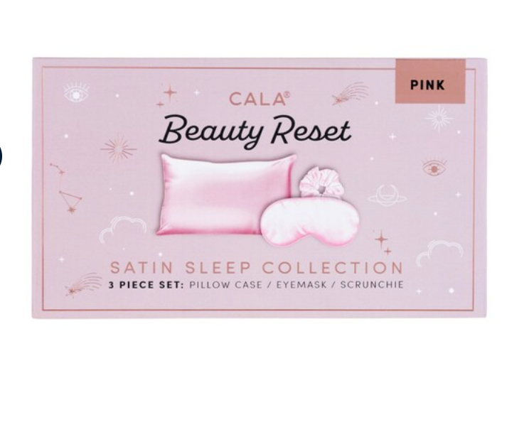 Best Beauty Group - CALA Satin Pillow Case Eyemask Scrunchie Sleep 3 Piece Set: Pink