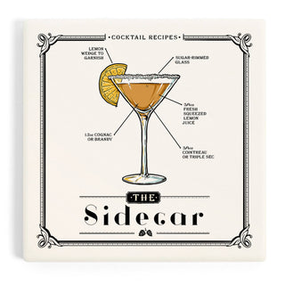 Lantern Press - CERAMIC COASTER Prohibition, Cocktail Recipe, Sidecar