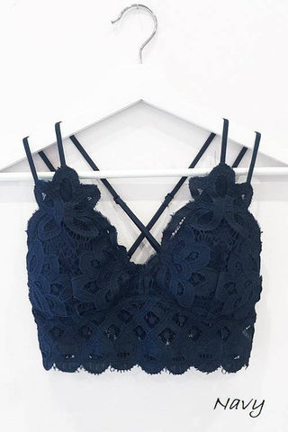 Scalloped Lace Cami Bralette - Navy - Taryn x Philip Boutique