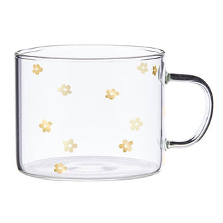 Large Glass Mug-Gold Floral - Taryn x Philip Boutique